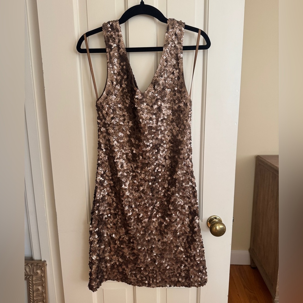NWT French connection brown sequin dress